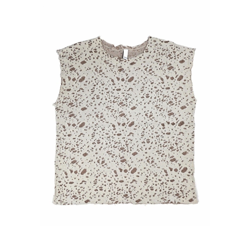 Tokyo Beige White Texture Spotted Sleveless Crew Neck Sack Top Women's Size L